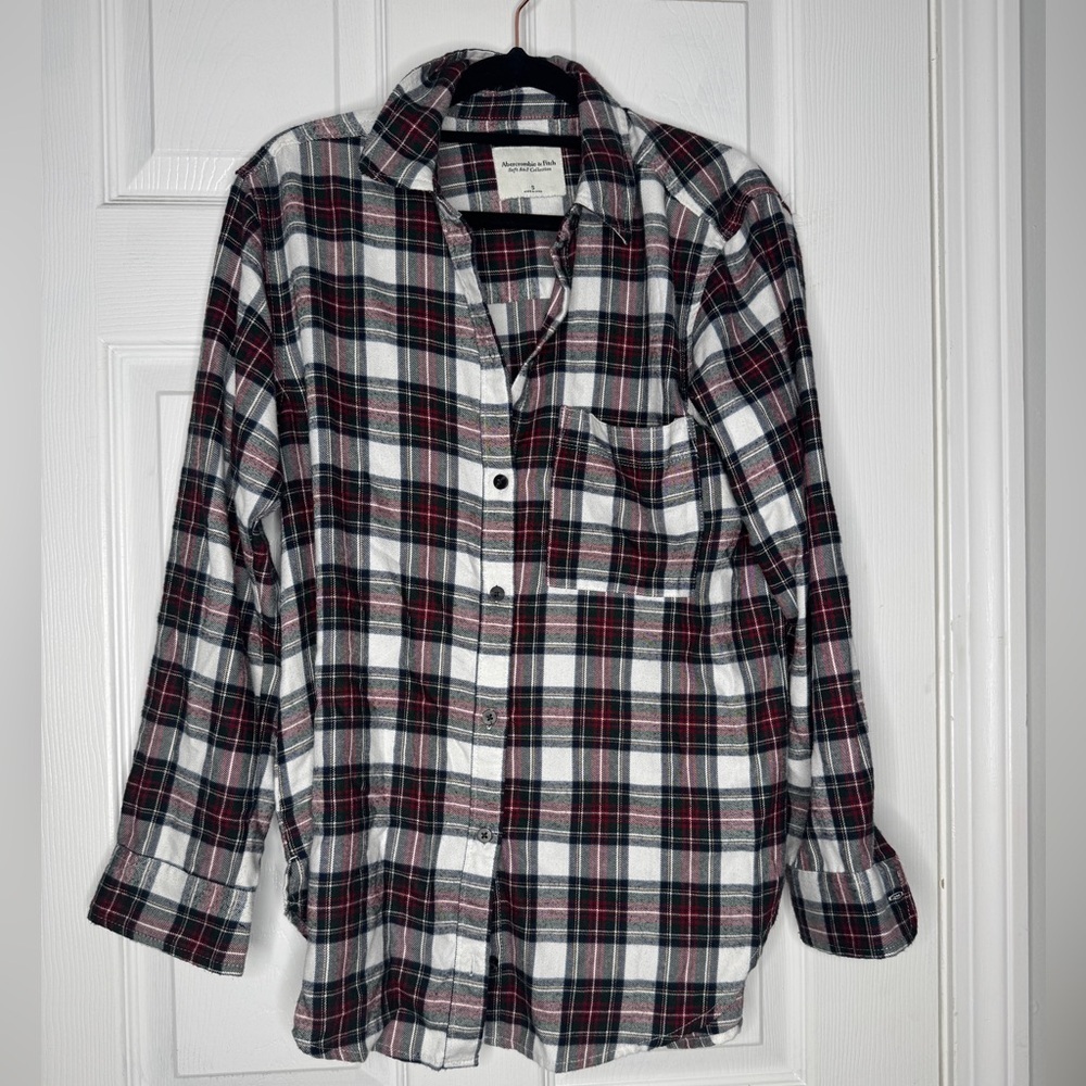 ABERCROMBIE AND FITCH‎ soft af red green plaid button down size small